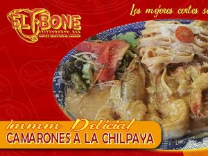 Camarones a la chilpaya del restaurante Tbone en Tuxpan