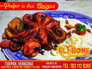 Pulpo a las brazas del restaurante T-Bone en Tuxpan