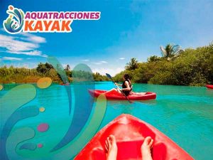 Paseos por Kayaks del parque acuático Aquapark en la playa de Tuxpan, Ver.