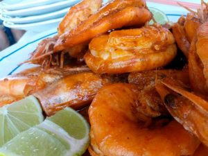 Camarones enchipotlados del restaurante Mar de Plata en la Playa de Tuxpan, Ver.